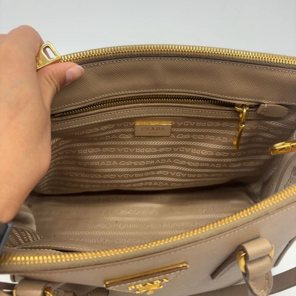 Prada Saffiano Beige Leather Satchel - Picture 8 of 8